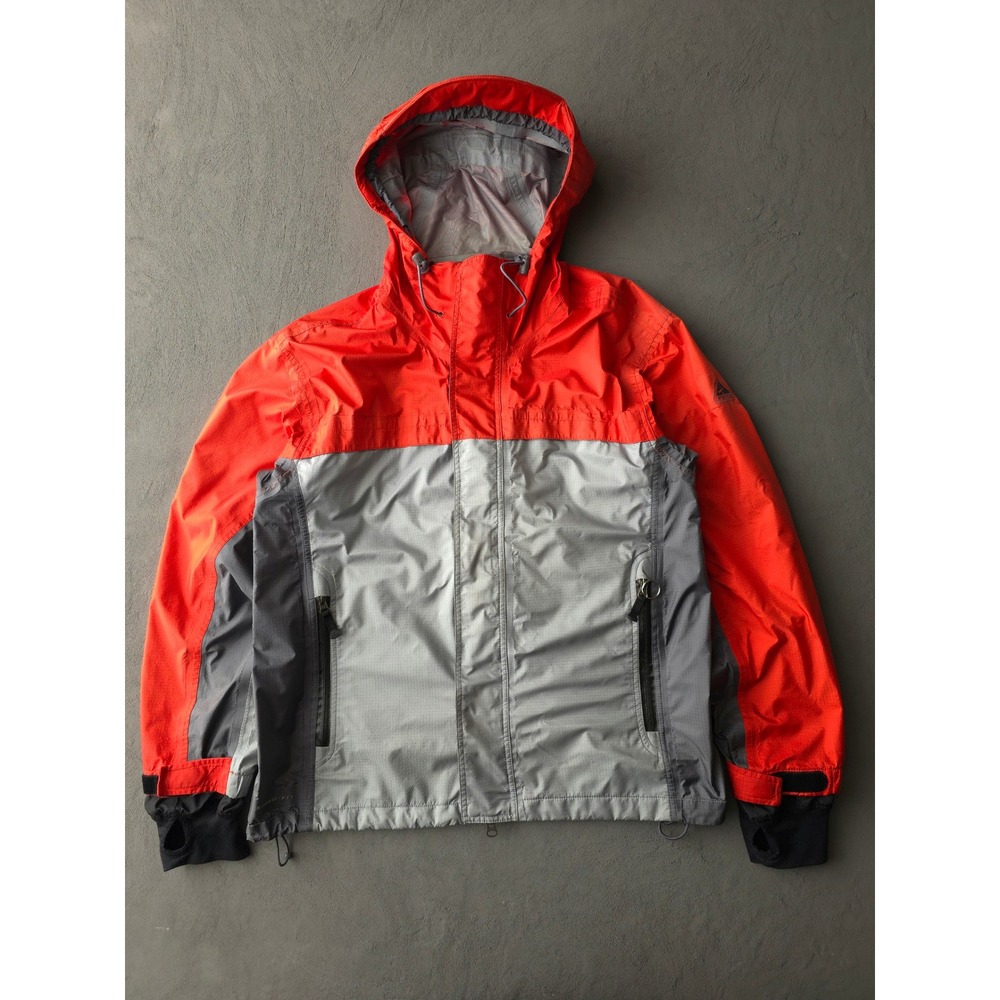 Vintage 2000s Nike ACG Storm-Fit Hooded Rain Jacket M Red Grey Gorpcore Nike